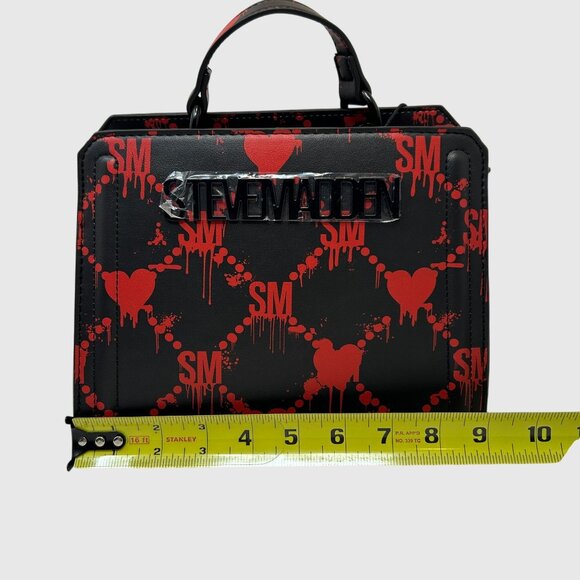 Steve Madden Evelyn Bag Drippy Hearts Black/red Crossbody Bag - Picture 10 of 12